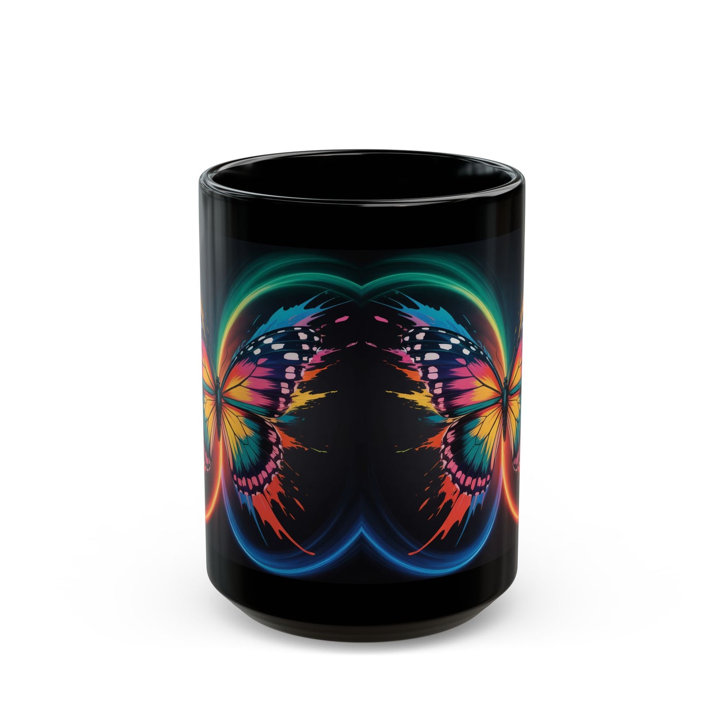 Butterfly Swirl Black Mug (15oz)