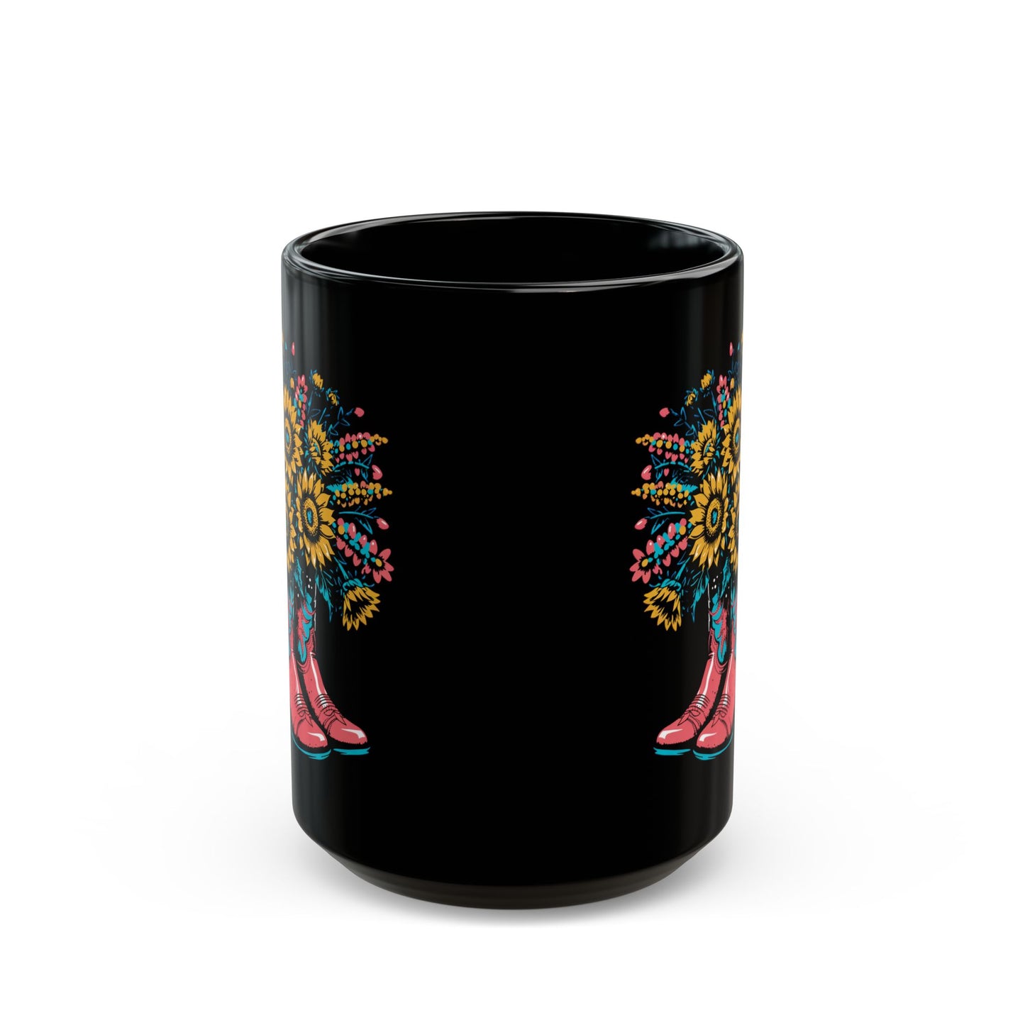 Flower Boots Black Mug (15oz)