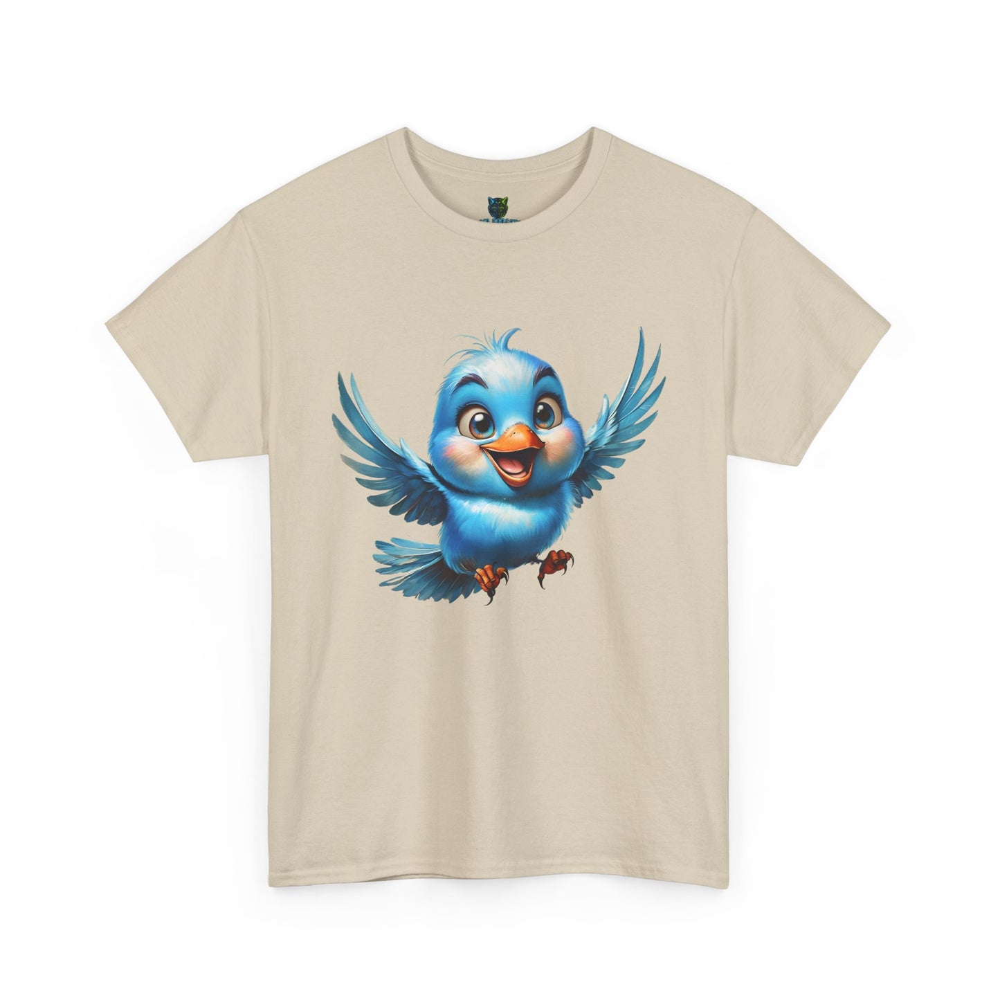 Playful Bluebird  Heavy Cotton Tee - Perfect for Nature Lovers & Everyday Wear