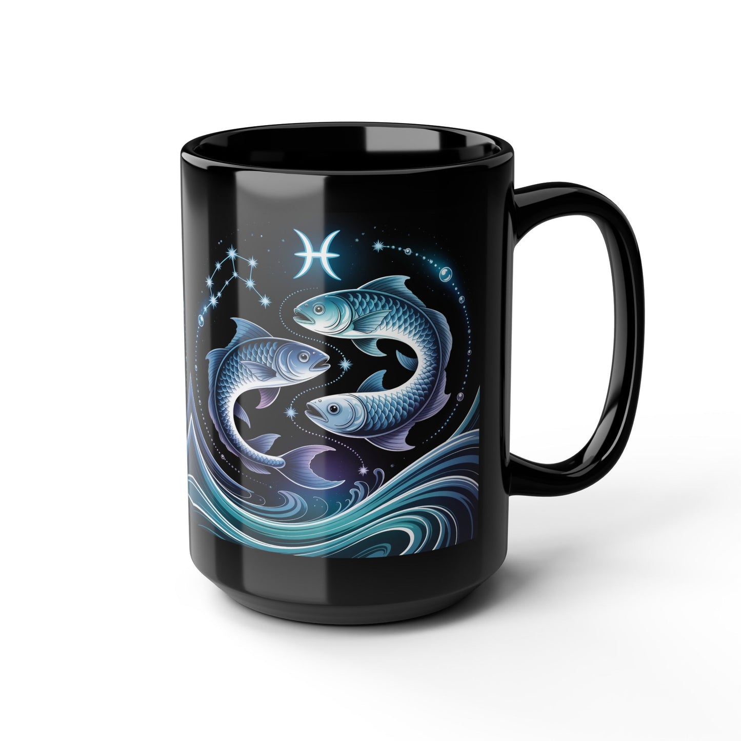 Pisces Zodiac Mug - Black Astrology Coffee Cup, Perfect Gift for Fish Lovers, Birthday, Astrology Enthusiasts, Home Decor, 11oz, 15oz