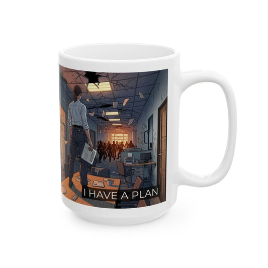 Office Inferno Ceramic Mug — Surreal Burned Filing Room Coffee Cup (15oz)