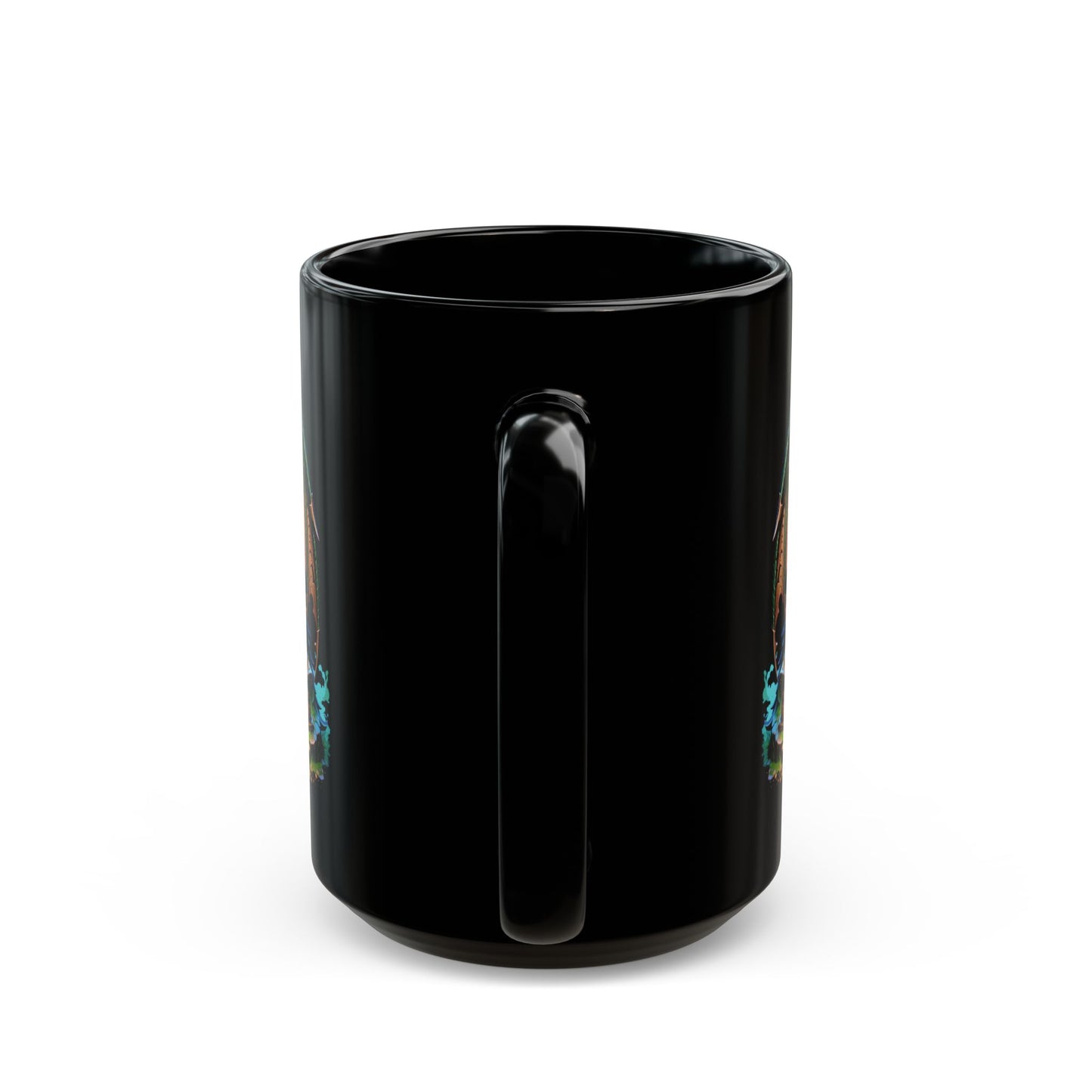 Green Dragon Guarding Book Black Mug (11oz, 15oz)