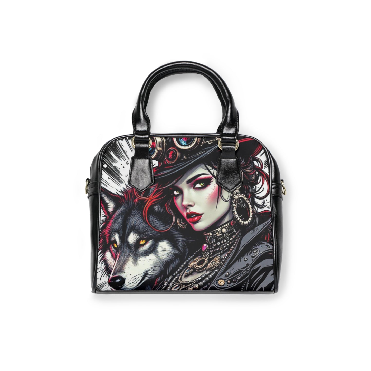 Gothic Wolf Design Tote Handbag - Chic Shoulder Bag for Edgy Fashion Lovers, Ideal Gift for Her