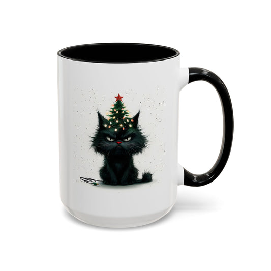 Christmas Cat Accent Coffee Mug - 15oz