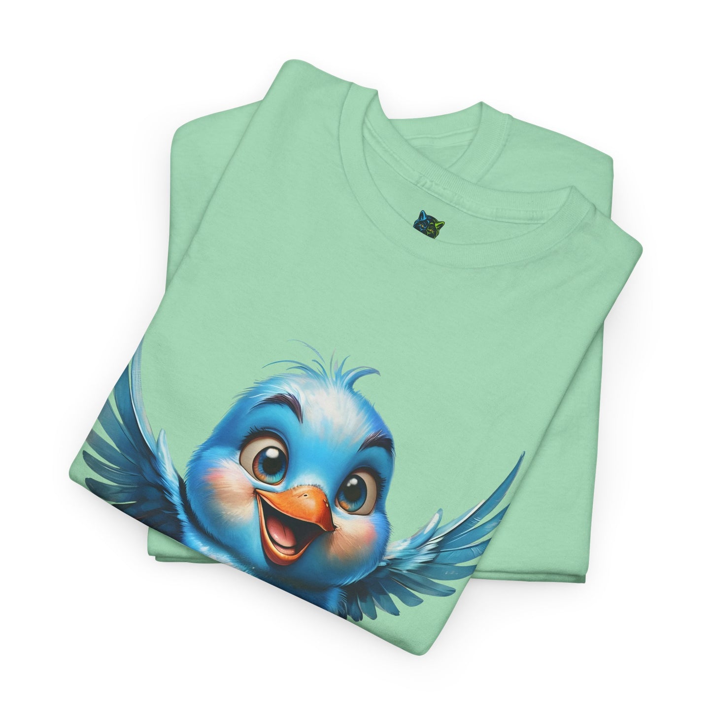 Playful Bluebird  Heavy Cotton Tee - Perfect for Nature Lovers & Everyday Wear