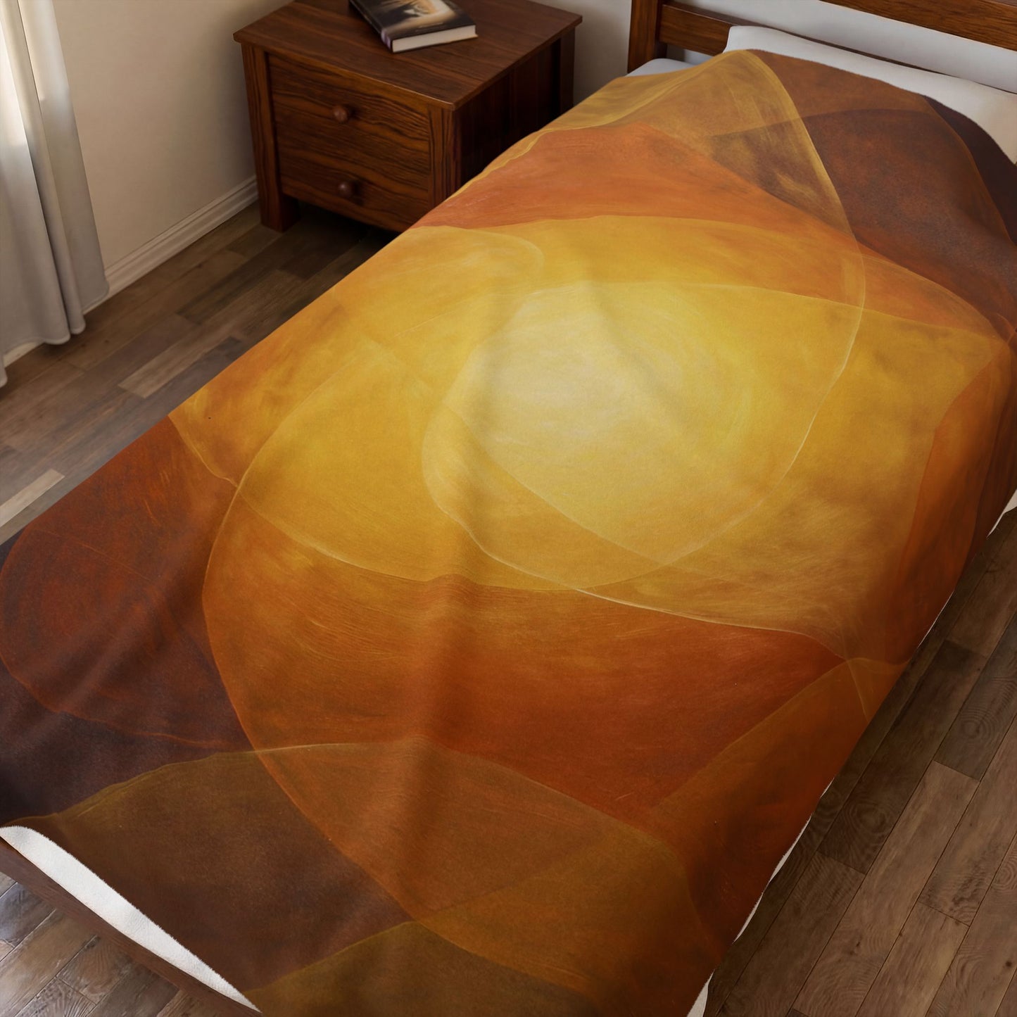 Fall Yellow Burst Abstract Velveteen Plush Blanket