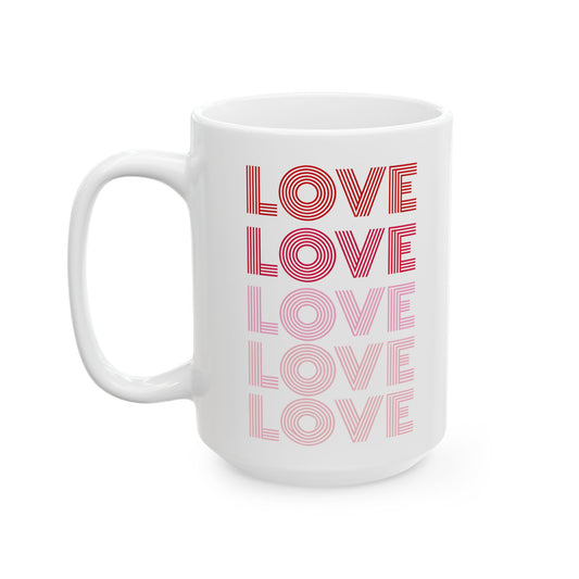 Love Repeated Ceramic Mug - Perfect for Coffee Lovers & Gift Giving