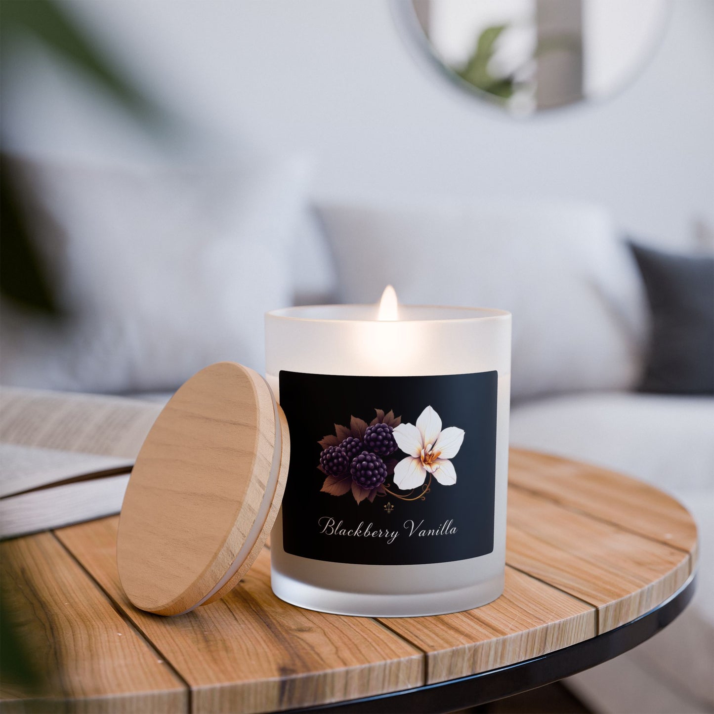 Frosted Glass Blackberry Vanilla Candle - Cozy 11oz Aromatherapy Gift for Relaxation and Tranquility