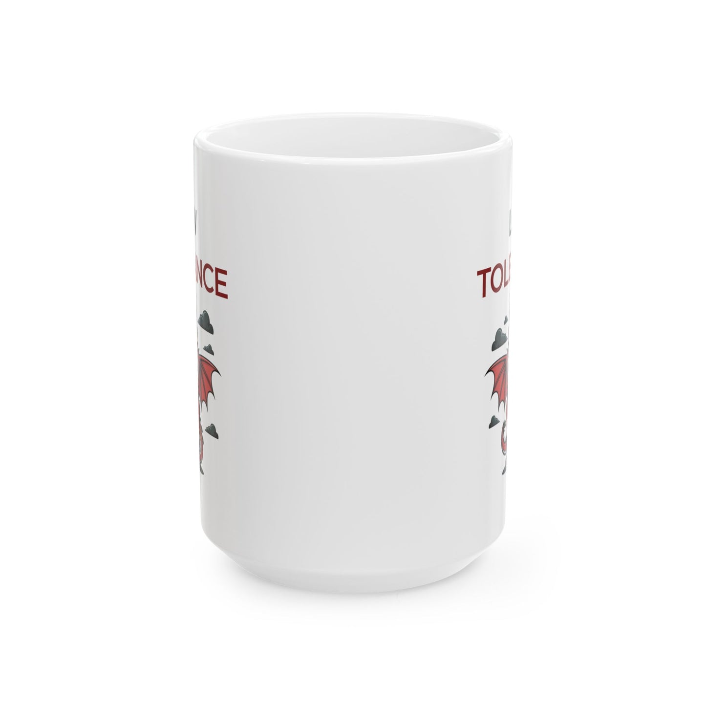 Low Tolerance Dragon Mug by Lair Gadgets – 15oz Funny Attitude Coffee Cup, Dishwasher & Microwave Safe Ceramic Mug