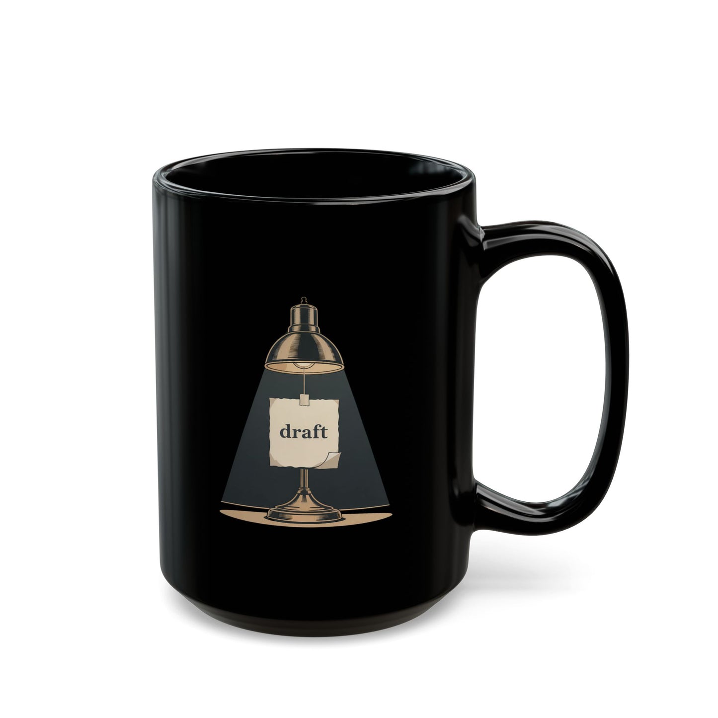 94 - Draft Lamp Black Coffee Mug — Writer’s Desk Novelty Gift (15oz)