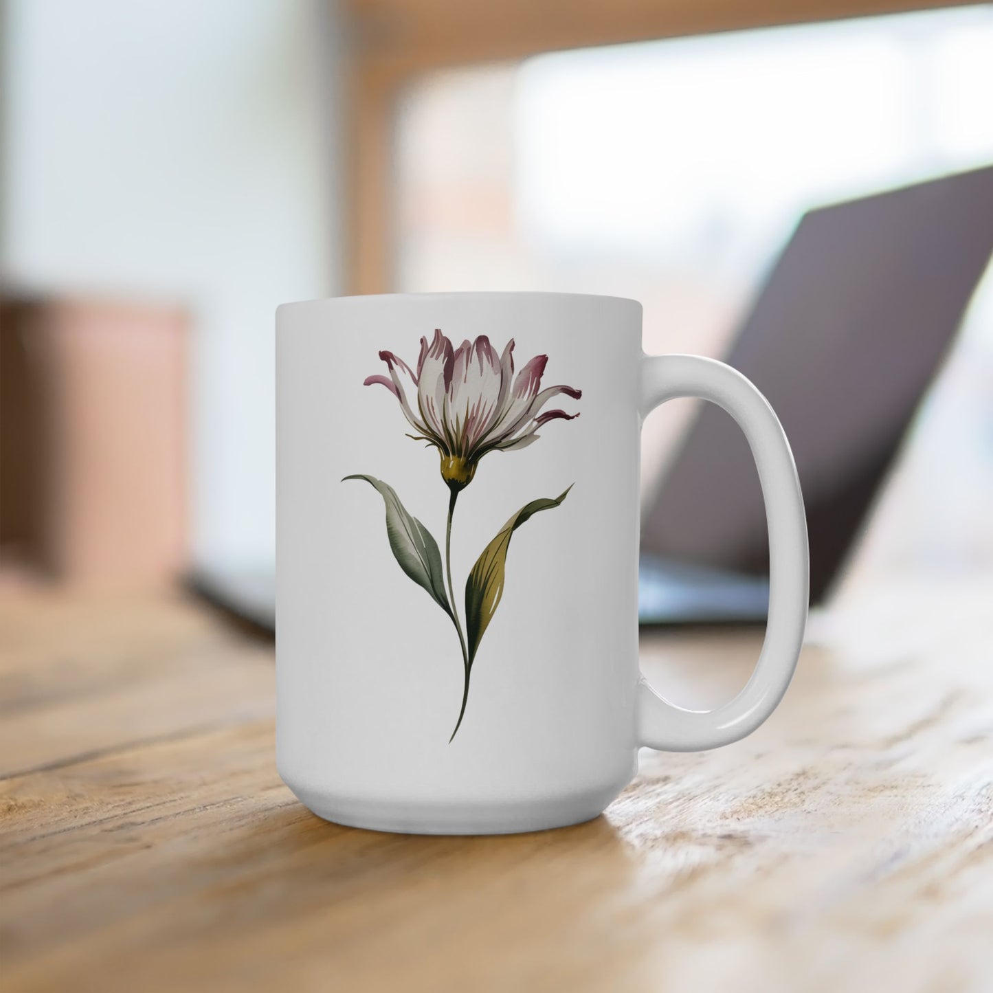 Watercolor flower #2 mock - Ceramic Mug,  15oz