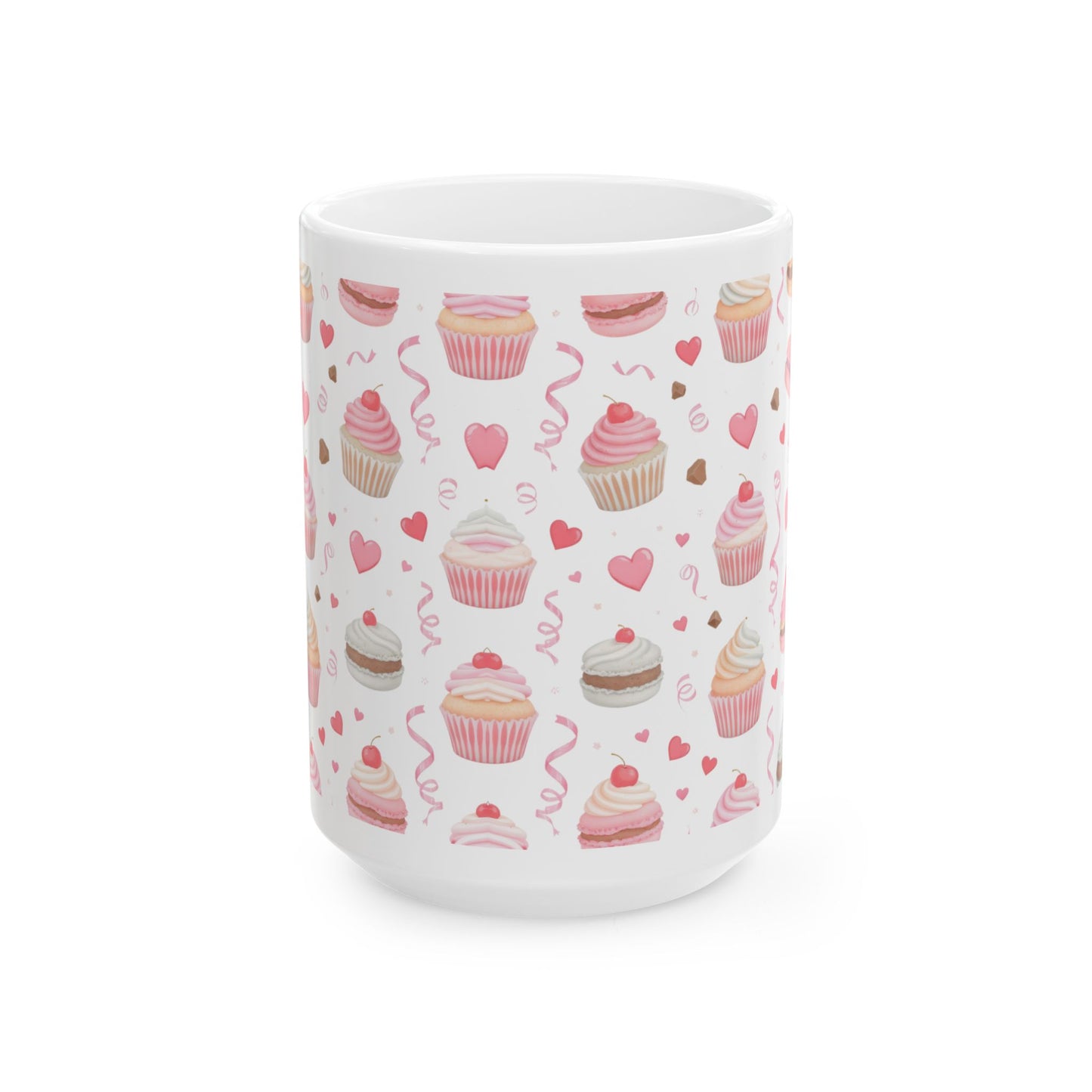 Cute Pink Cupcake Pattern Ceramic Mug 15oz - Score 82