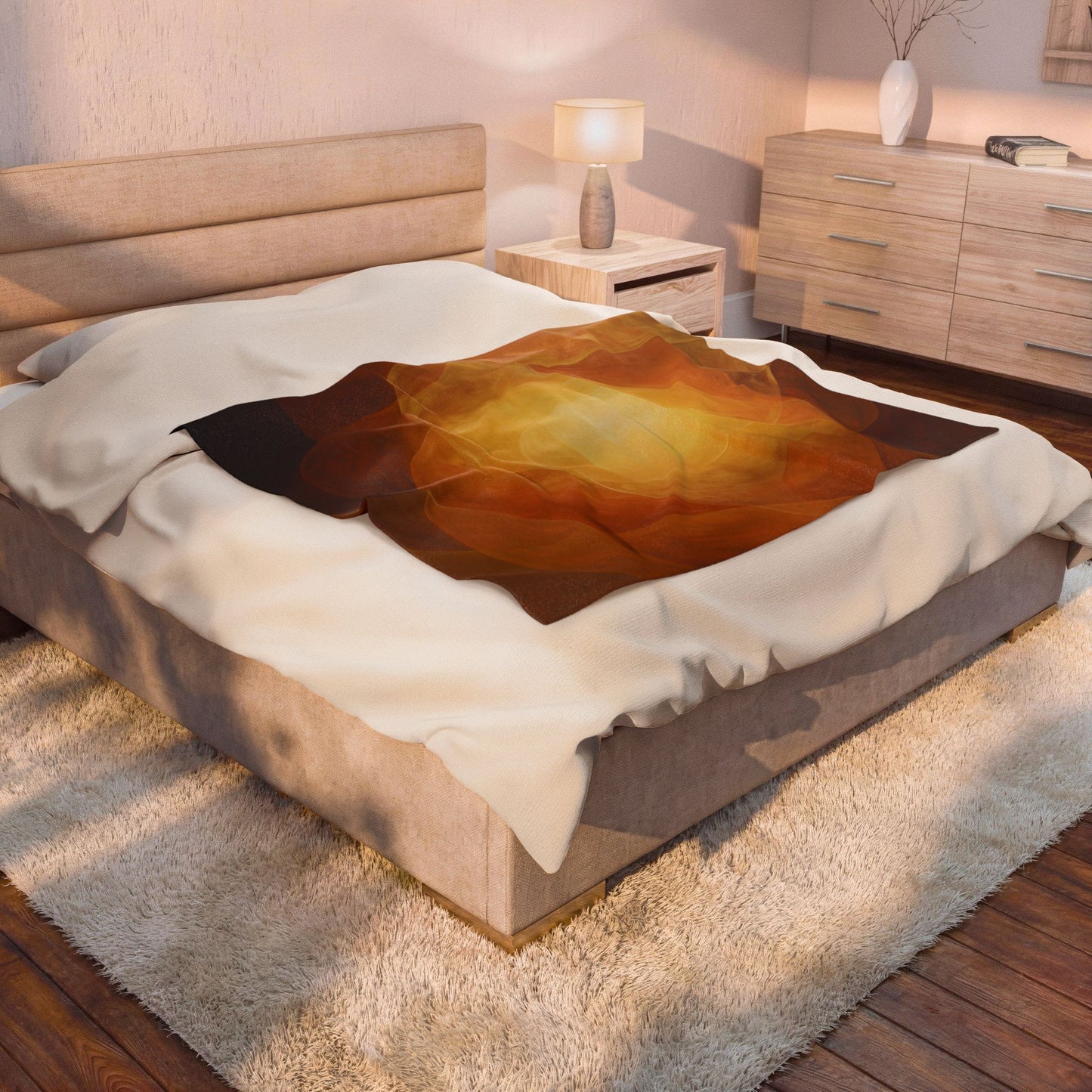 Fall Yellow Burst Abstract Velveteen Plush Blanket