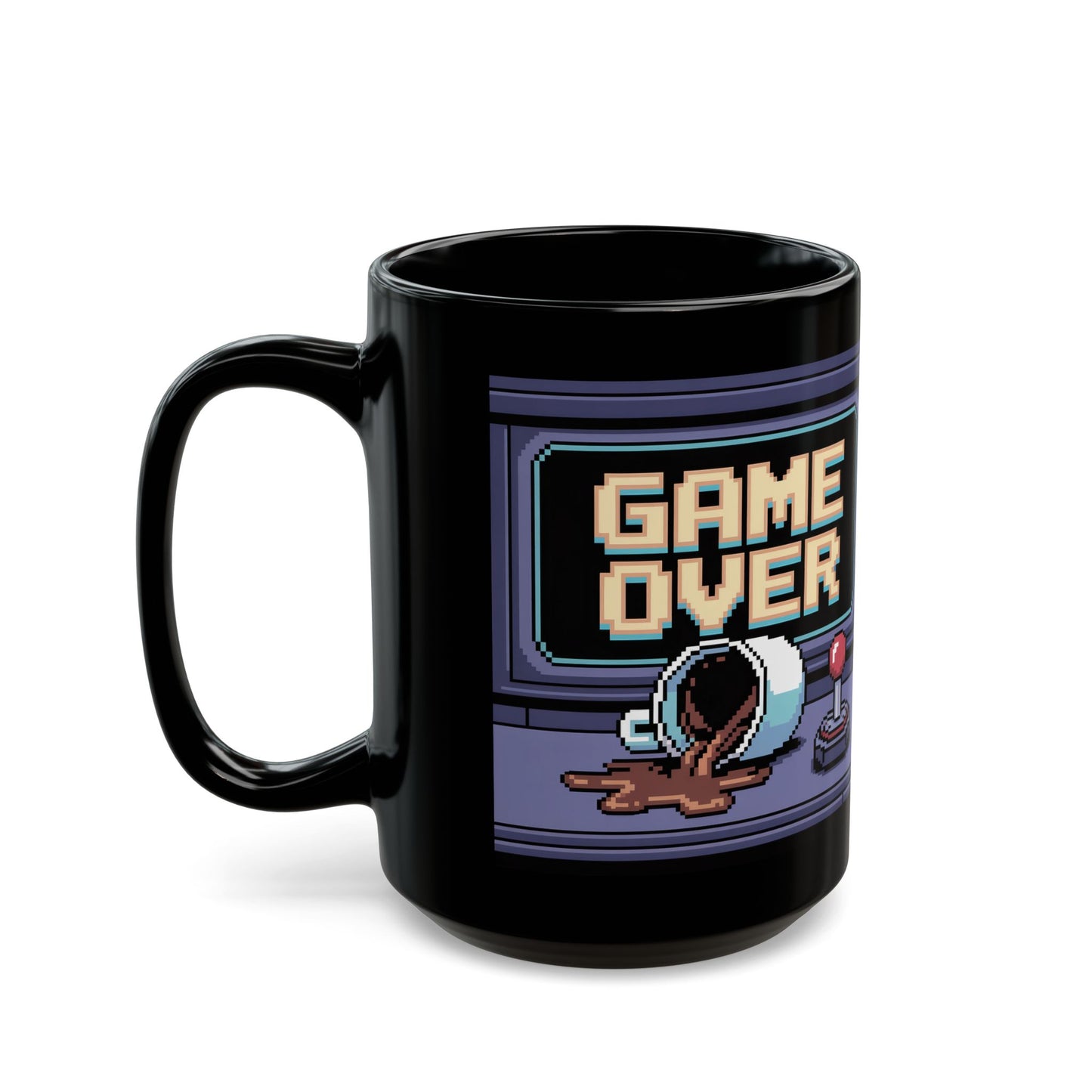 Retro Gamer Mug, Game Over Coffee Cup, Vintage Gamers Gift, Pixel Art Drinkware, Fun Gaming Accessories