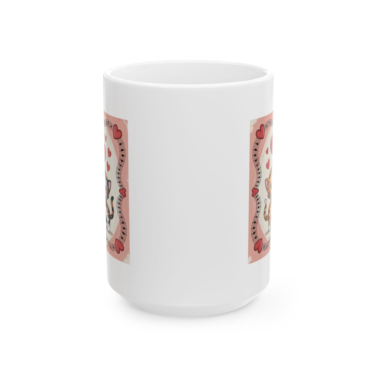 Lair Gadgets Valentine Coffee Mug with Cute Kitten Heart Balloon Design, 15 oz White Ceramic Coffee Mug, Retro Cat Gift Mug for Cat Lovers — Retro Kitten Heart Balloons