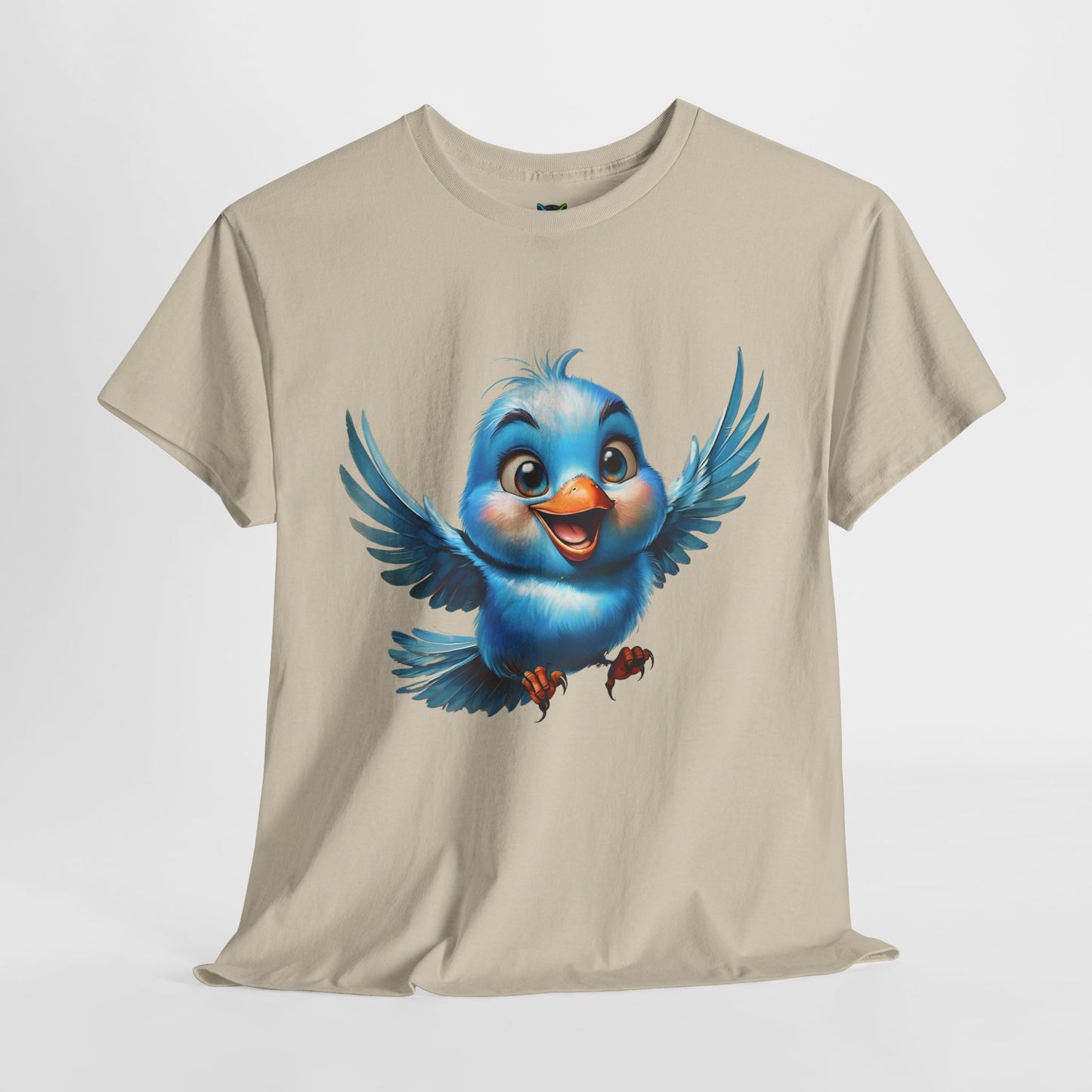 Playful Bluebird  Heavy Cotton Tee - Perfect for Nature Lovers & Everyday Wear