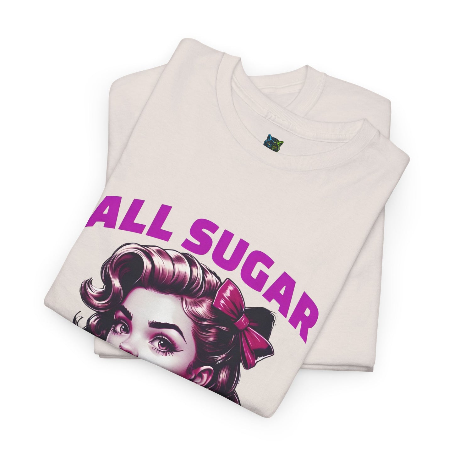 All Sugar No Daddy Heavy Cotton Tee - Fun Retro Graphic Tee for Sweet Tooth Lovers