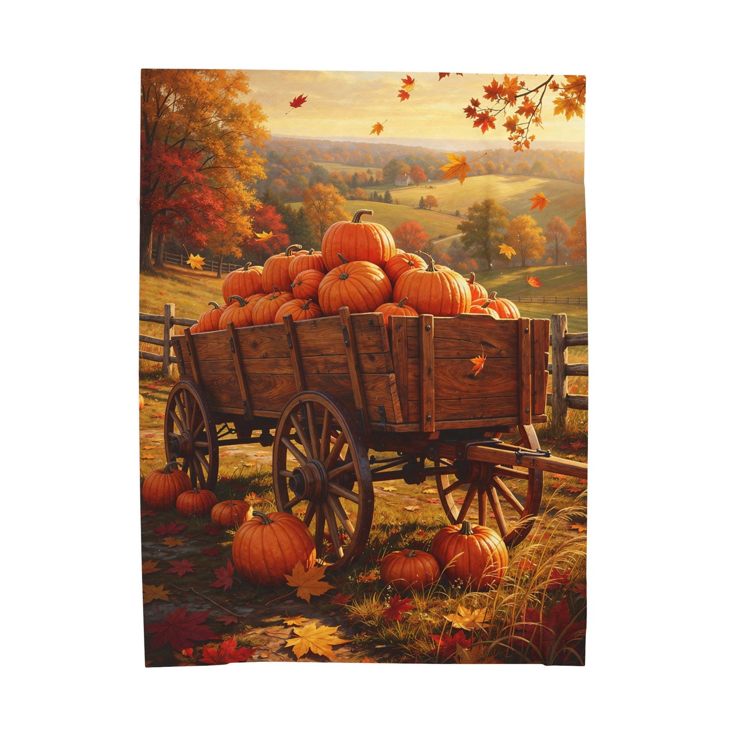 Wagon Harvest Velveteen Plush Blanket