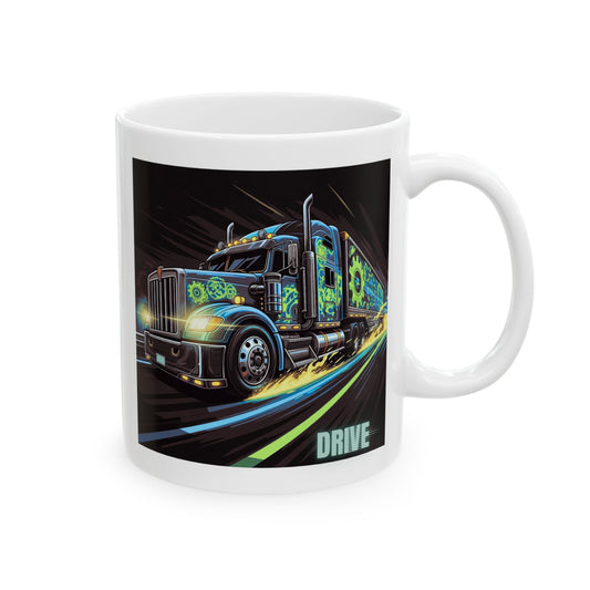 Cool Trucker Mug, Kenworth Design, Big Rig Art, Semi Truck Gift, Driving Enthusiast Present, Transport Lover Coffee Cup