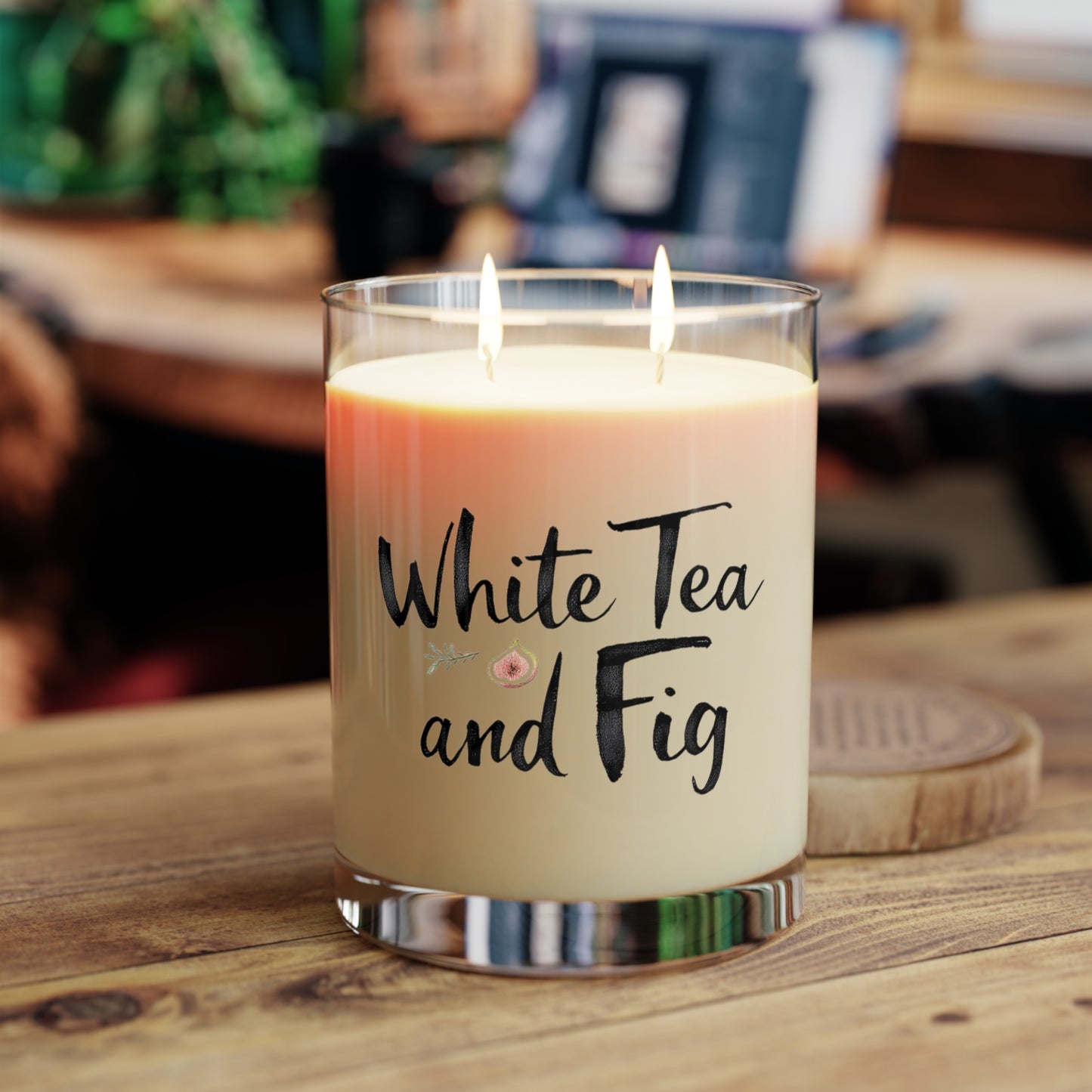 White Tea and Fig Scented Candle, 11oz Full Glass, Elegant Home Fragrance Gift for Every Occasion or Celebration