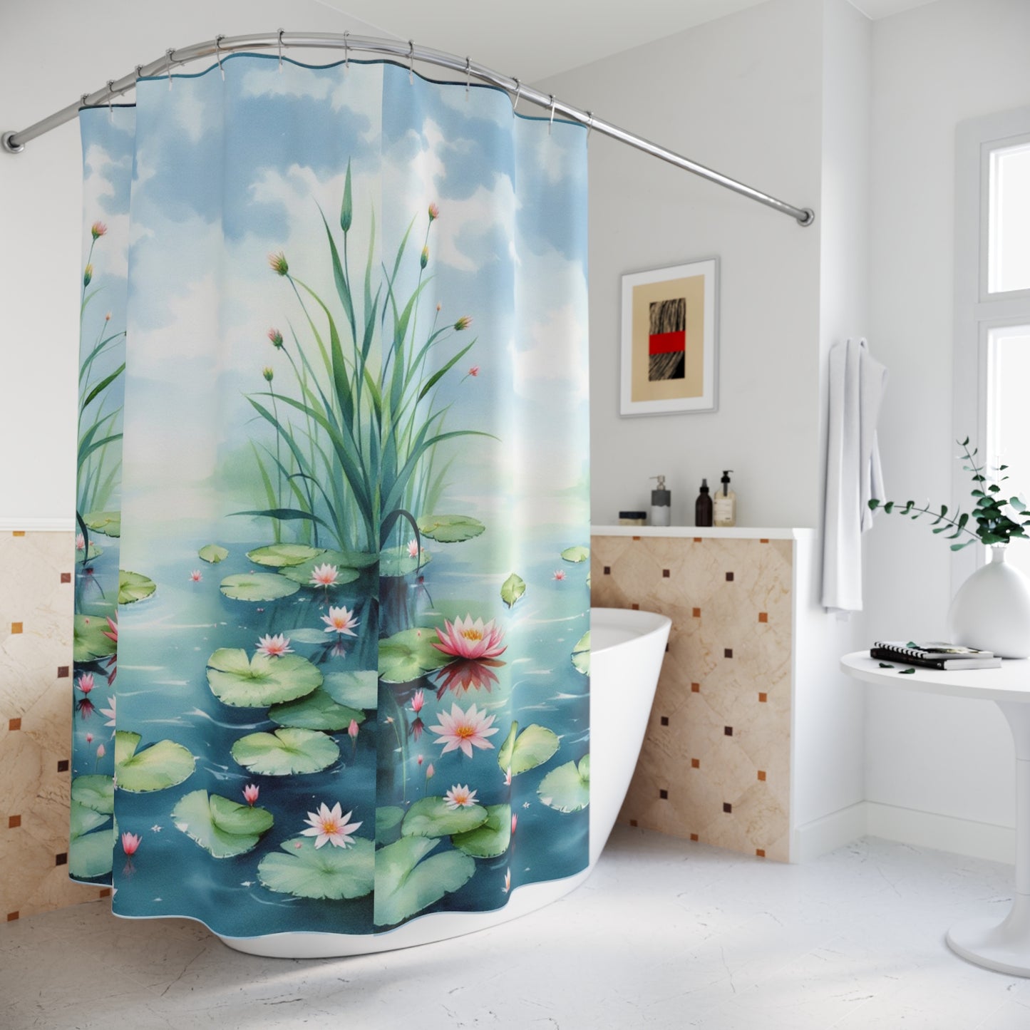 Lily Pad Pond Shower Curtain - Tranquil Water Scene to Refresh Your Space