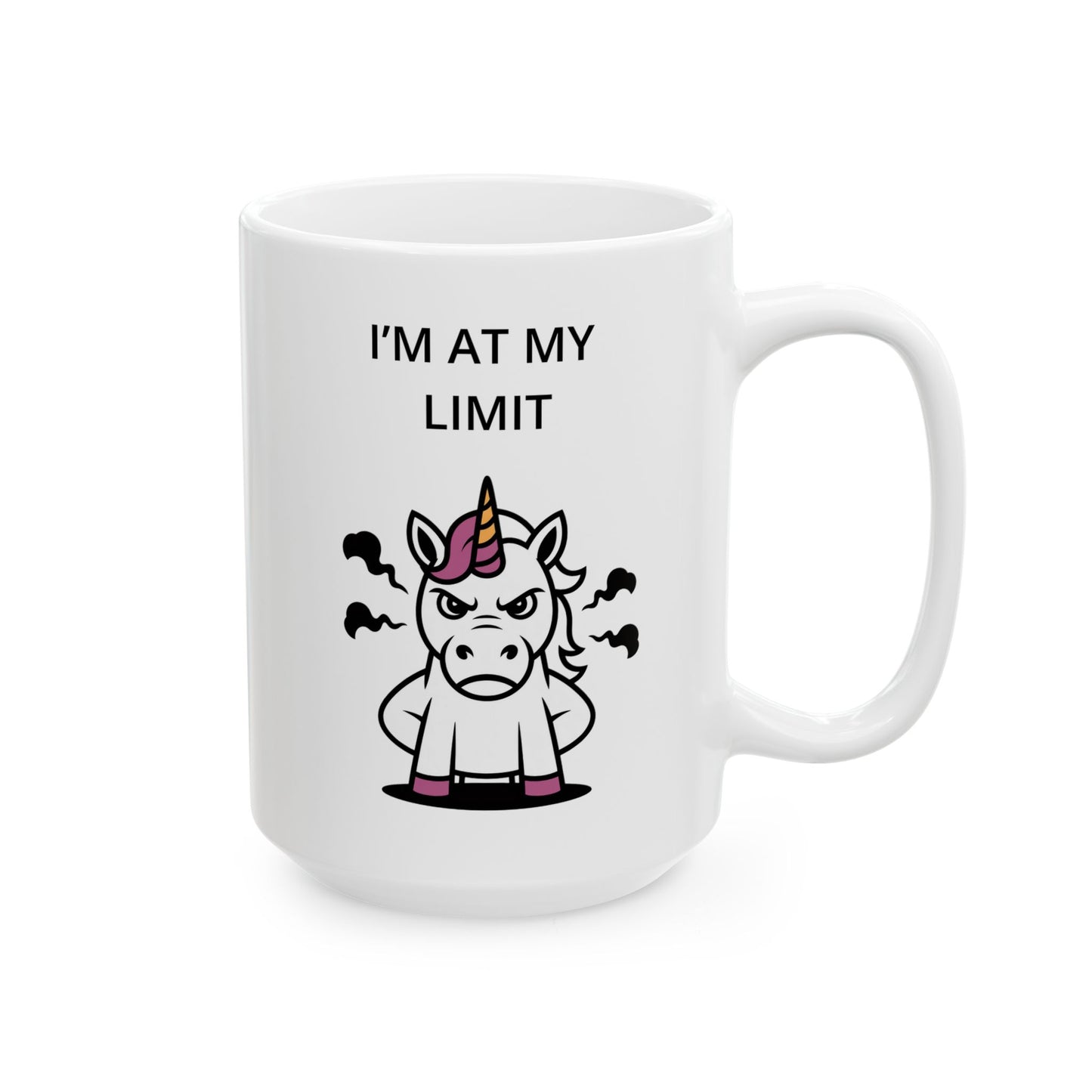 Funny Boundary Coffee Mug – I’m At My Limit Unicorn, 15oz Ceramic Mug for Office Work