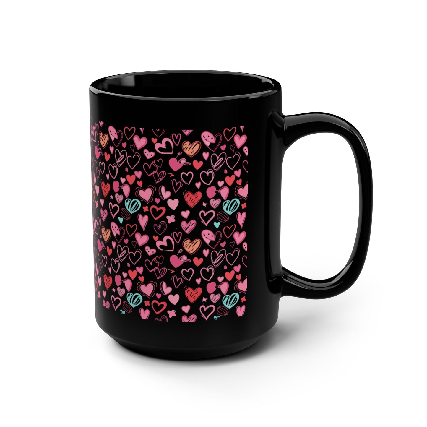 Black 15oz Mug — Cute Heart -Score 83