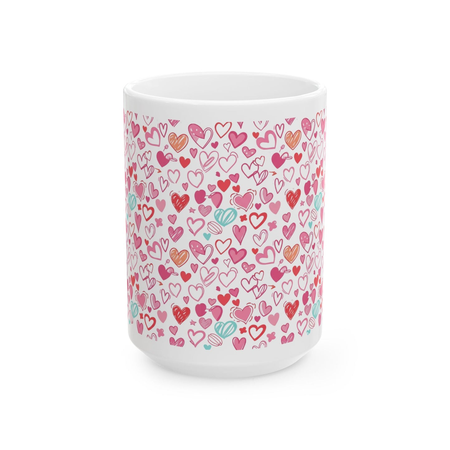 Pink & Red Hearts Coffee Cup (15oz) Score 74