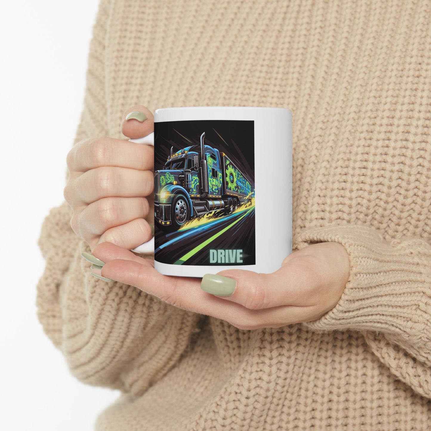 Cool Trucker Mug, Kenworth Design, Big Rig Art, Semi Truck Gift, Driving Enthusiast Present, Transport Lover Coffee Cup