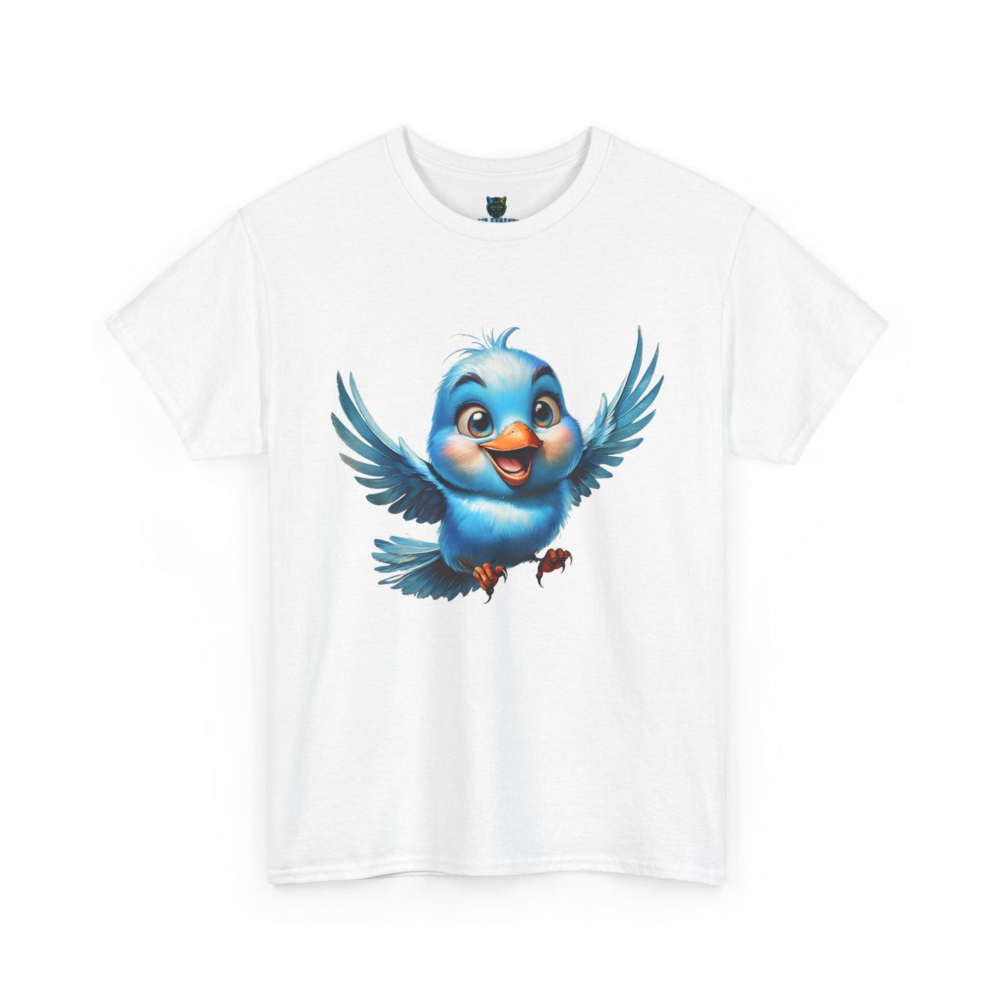 Playful Bluebird  Heavy Cotton Tee - Perfect for Nature Lovers & Everyday Wear