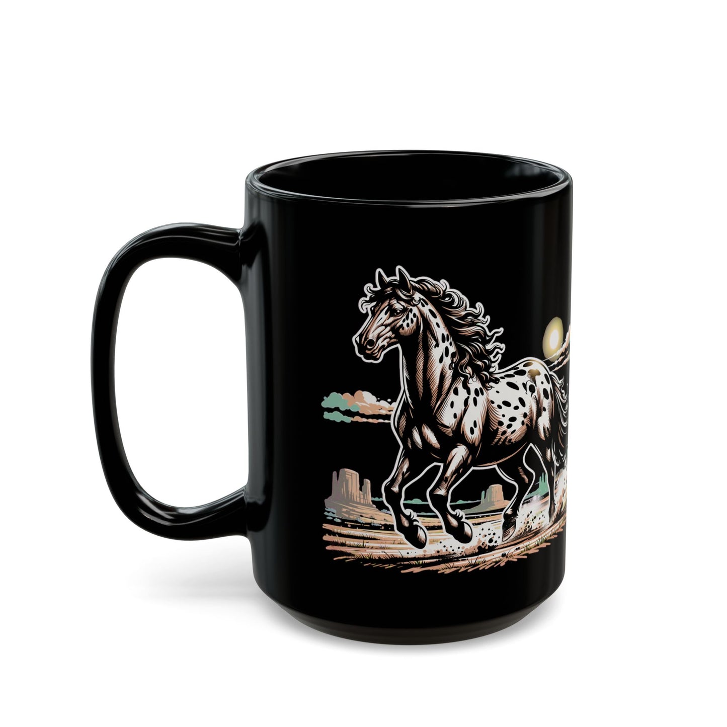 Appaloosa Action Scene Black Mug (15oz)