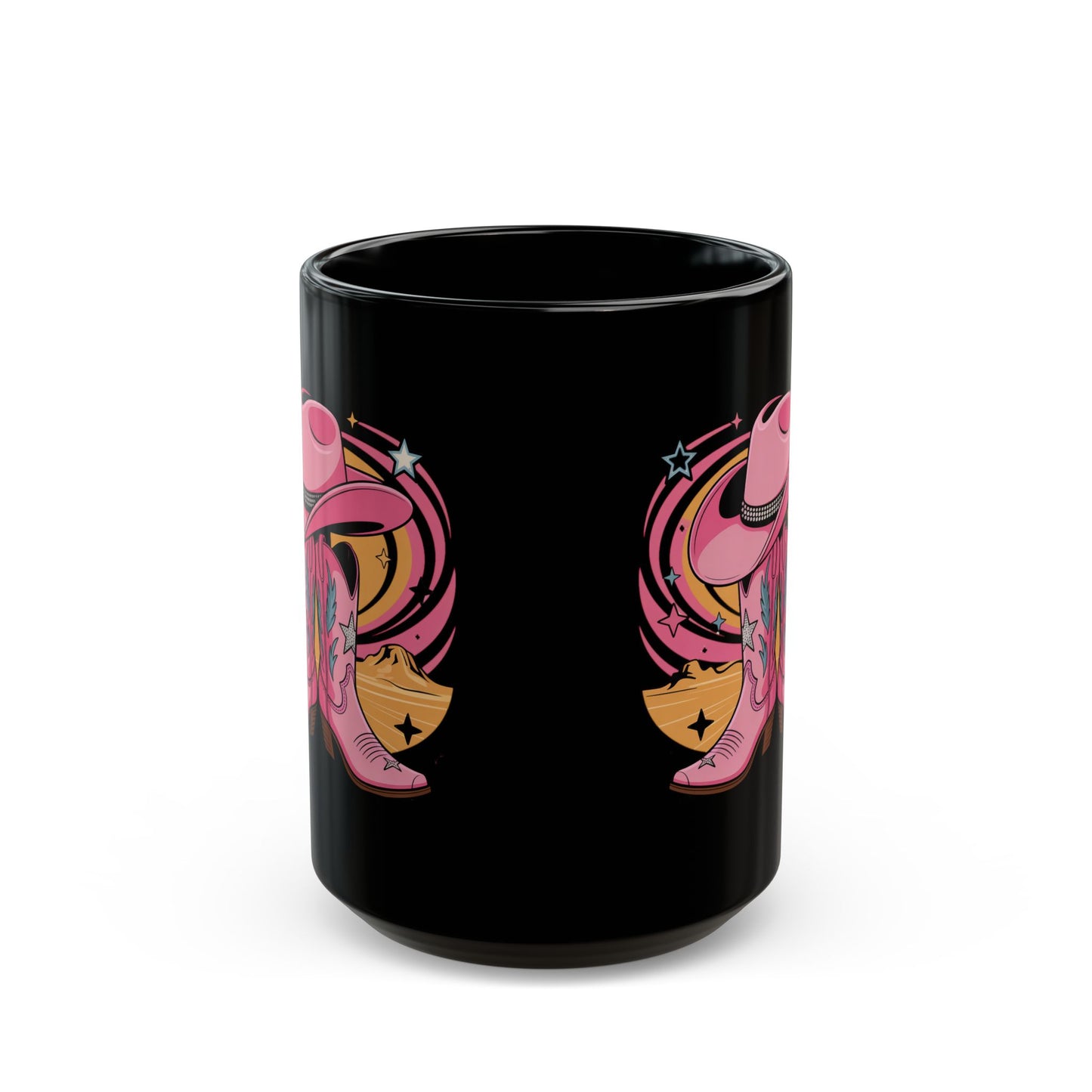 Boots and Hat Black Mug (15oz)