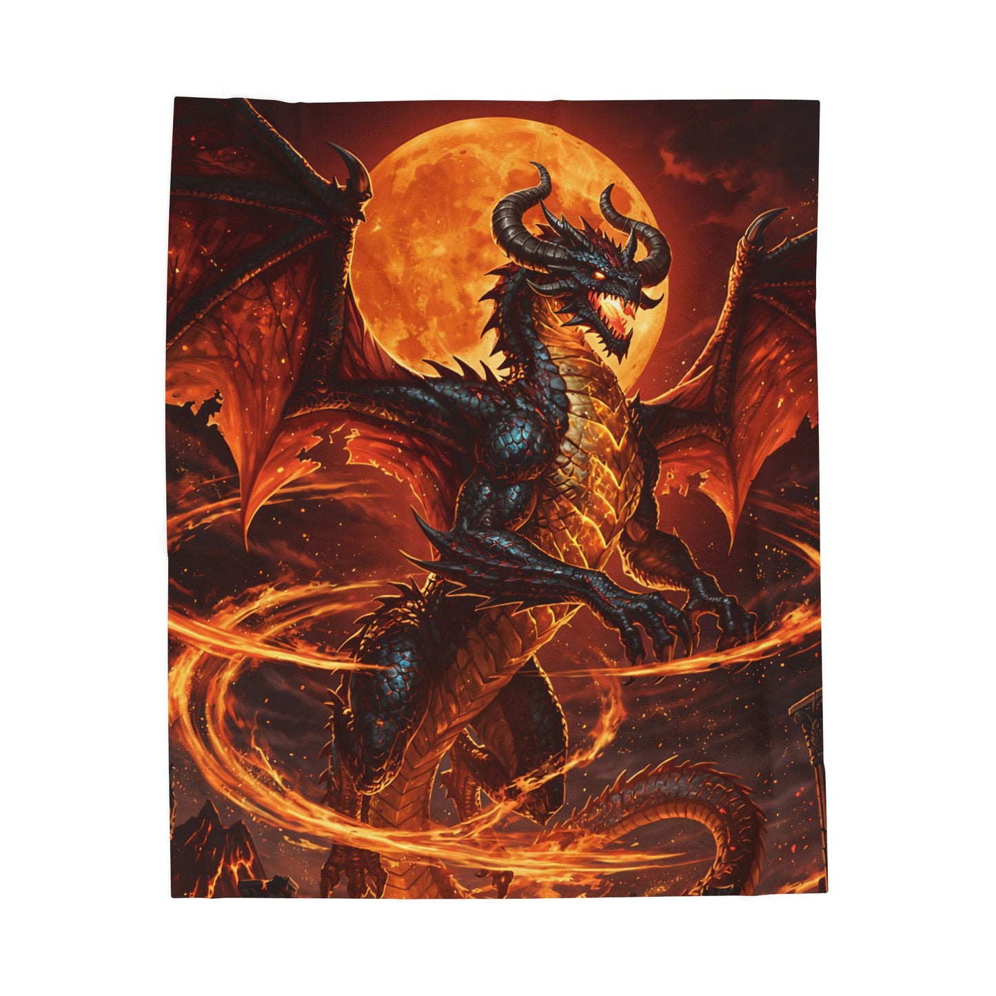 Dragon Throw Blanket – Plush Fantasy Blanket for Couch Bed Sofa – Fire Dragon Decor – Inferno Eclipse by Lair Gadgets