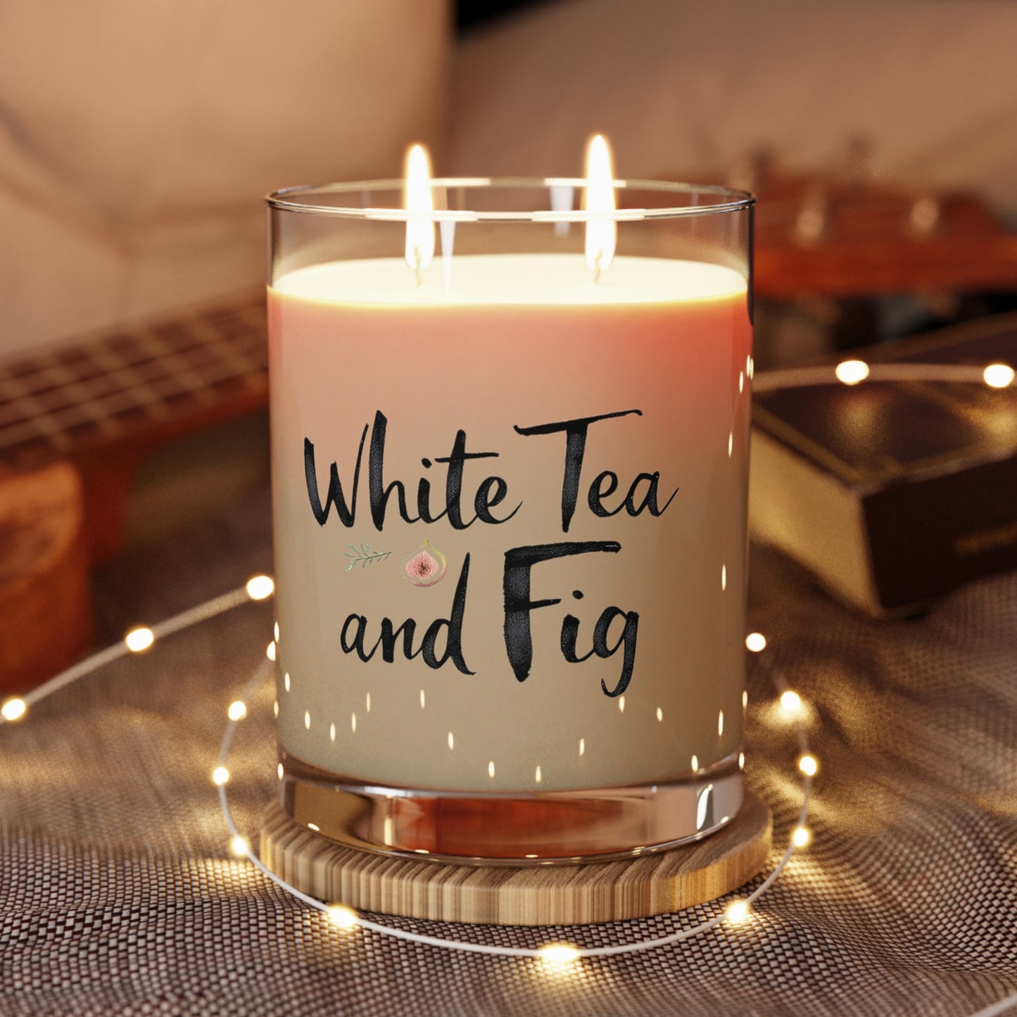 White Tea and Fig Scented Candle, 11oz Full Glass, Elegant Home Fragrance Gift for Every Occasion or Celebration