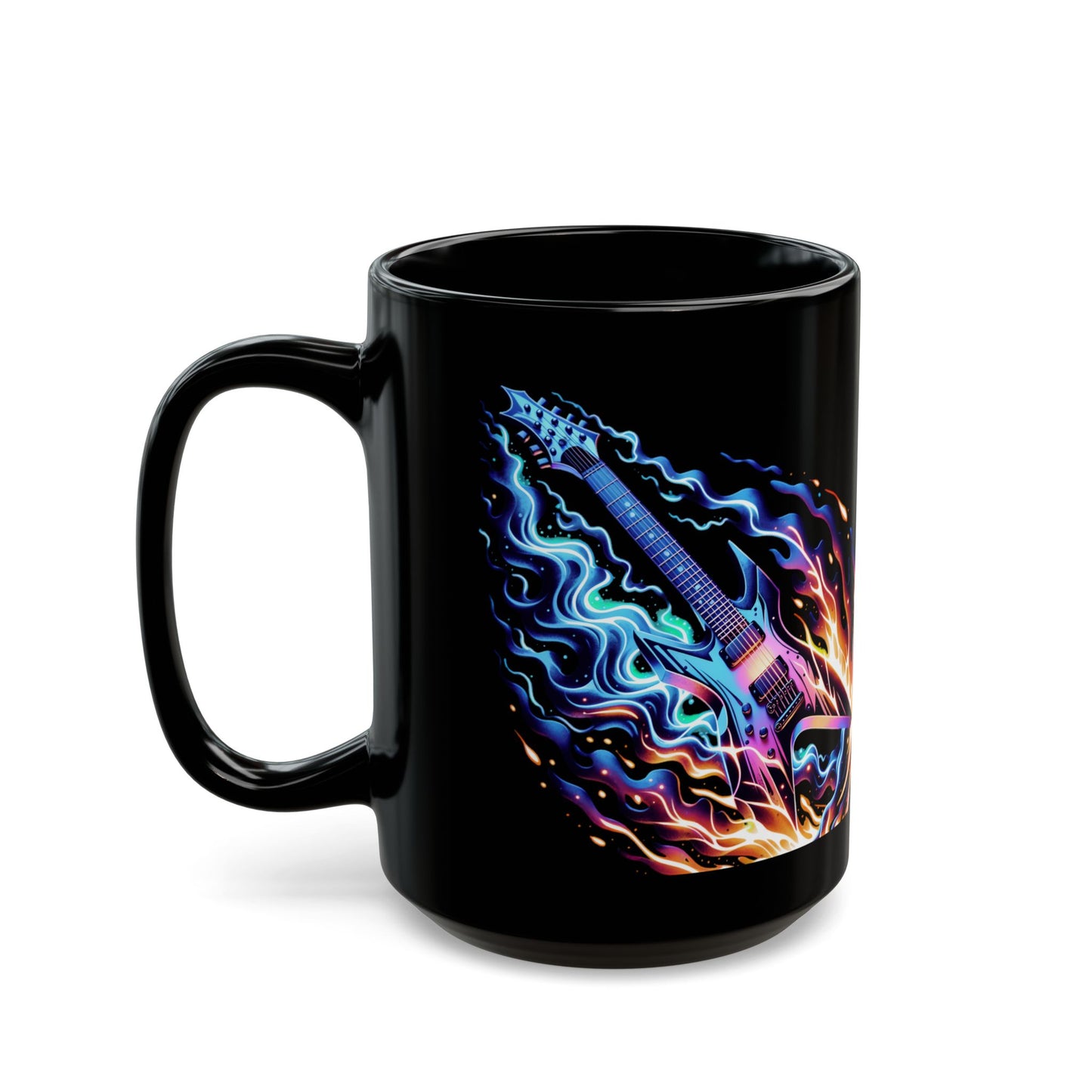 Flaming Guitar Black Mug (11oz, 15oz)