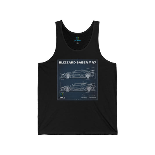 Blizzard Saber R7 T-Shirt, Car Blueprint Art, Automotive Enthusiast Apparel, Racing Car Design, LGRX Division, Control Line Series