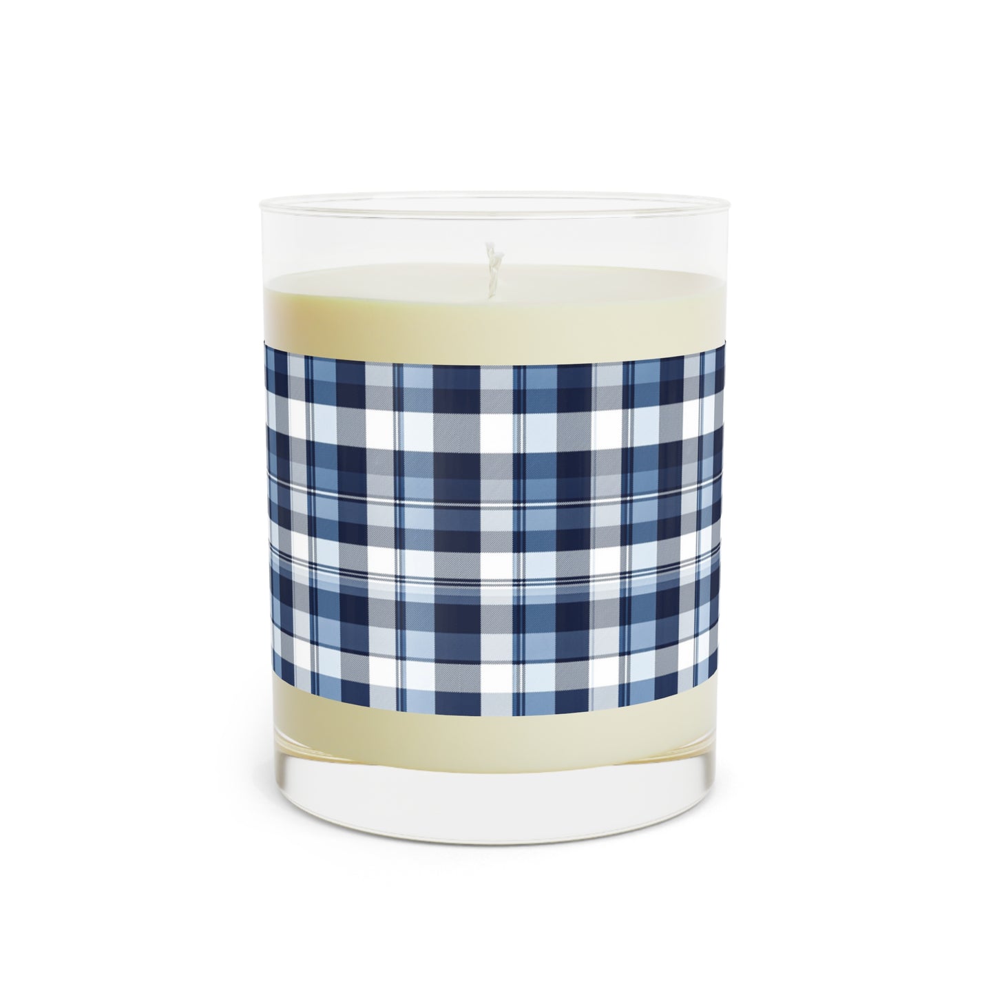 Navy Plaid Scented Candle - Cozy Home Decor, 11oz