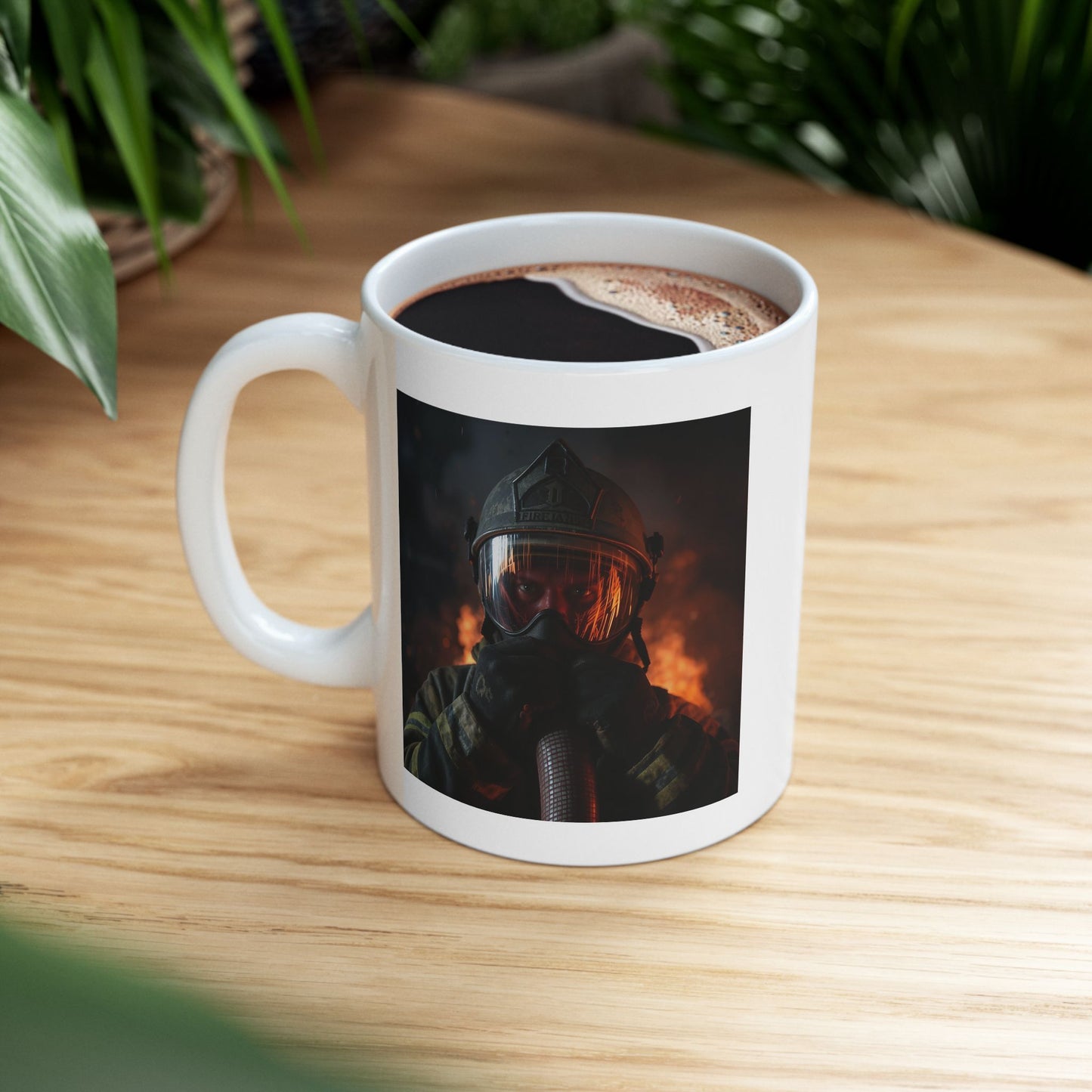 Unseen Battles Firefighter Mug – Storm Response Series – 11oz Black Ceramic Mug with Double-Sided Fire Visor and Flame Reflection Art – Lair Gadgets First Responder Gift