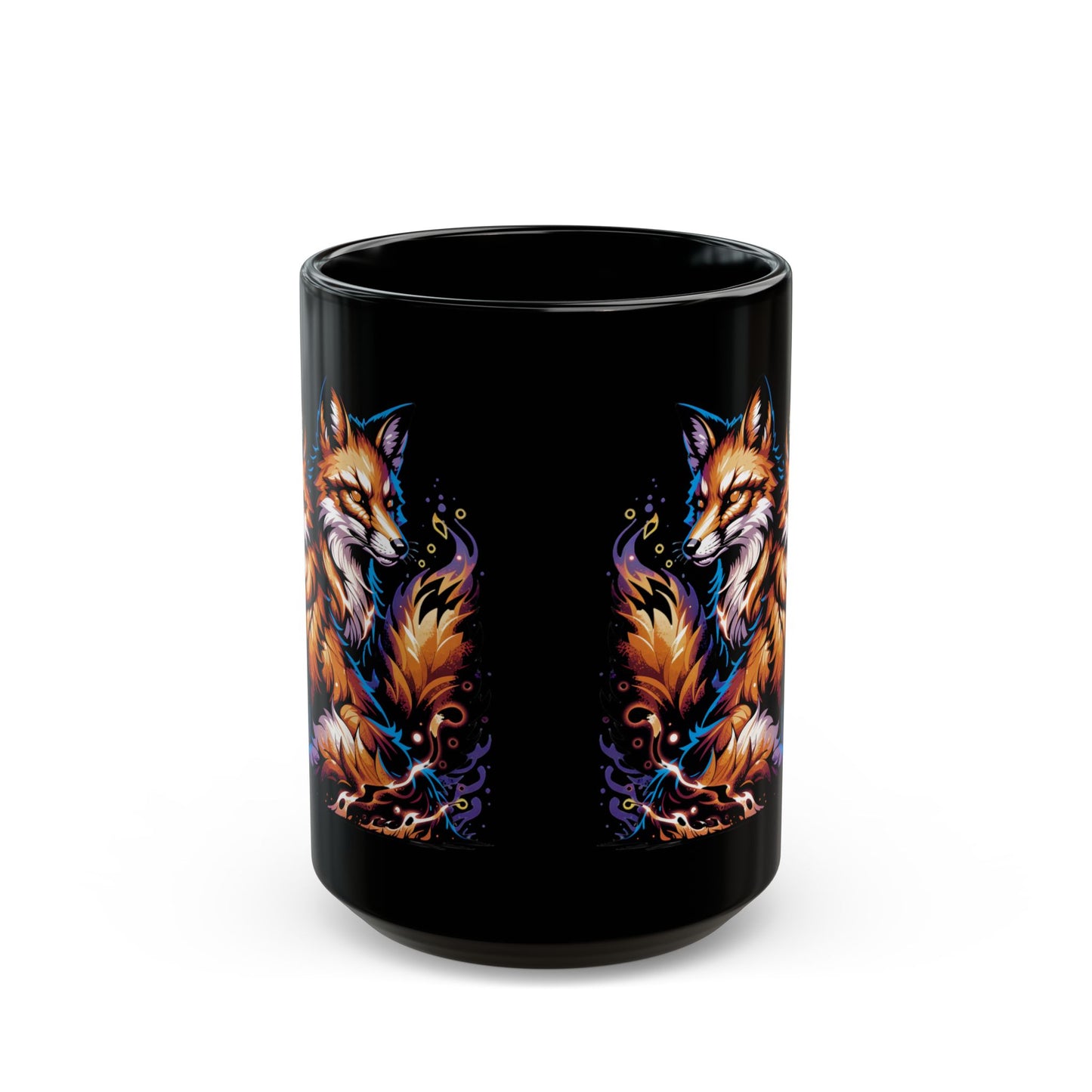 Fox Pair Coffee Mug Woodland Animal Duo Design Black Ceramic 15oz Nature Gift by Lair Gadgets