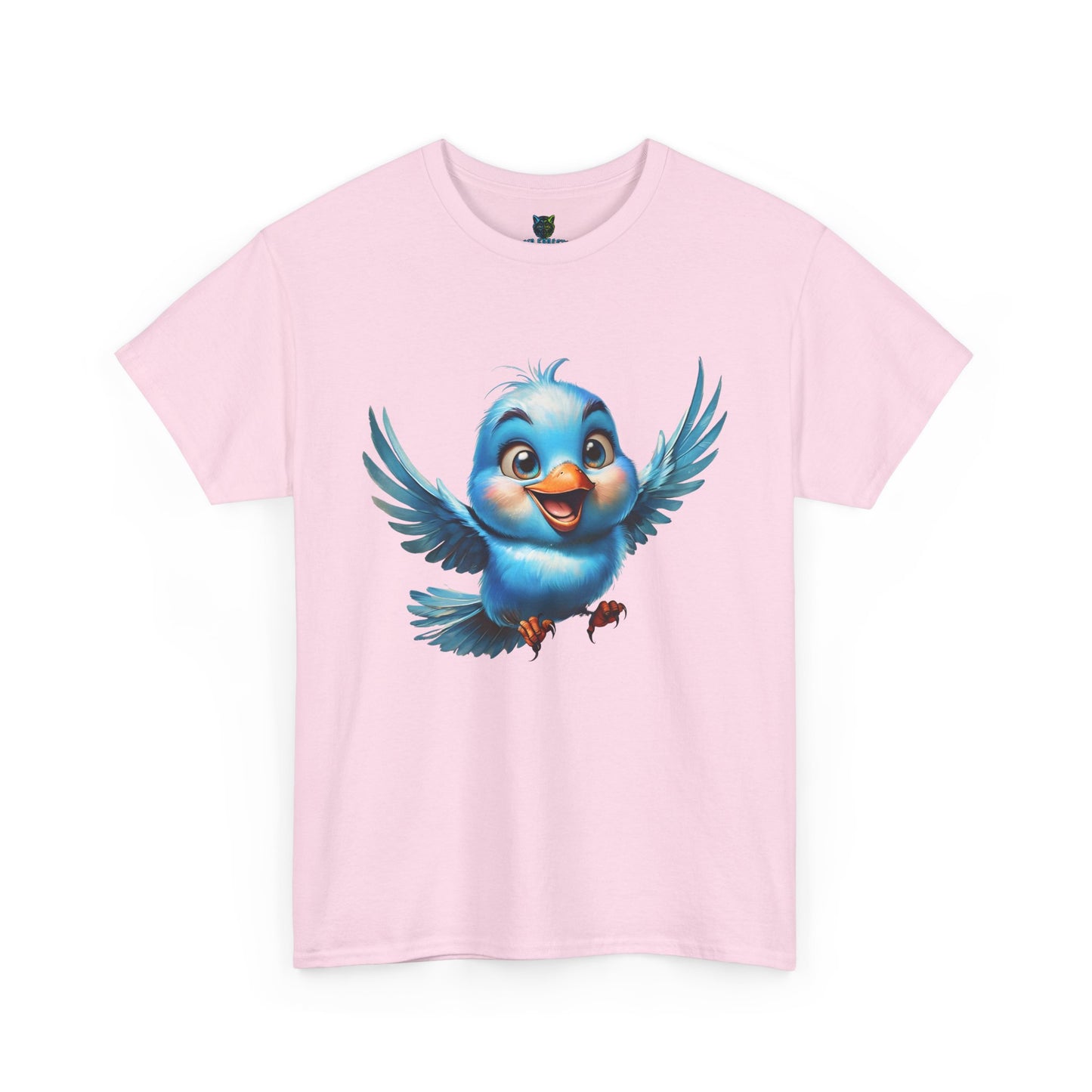 Playful Bluebird  Heavy Cotton Tee - Perfect for Nature Lovers & Everyday Wear