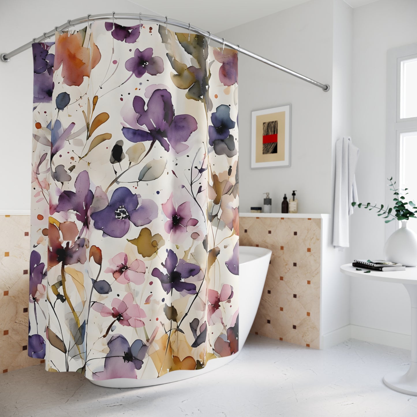 Botanical Floral Shower Curtain - Elegant Bathroom Decor