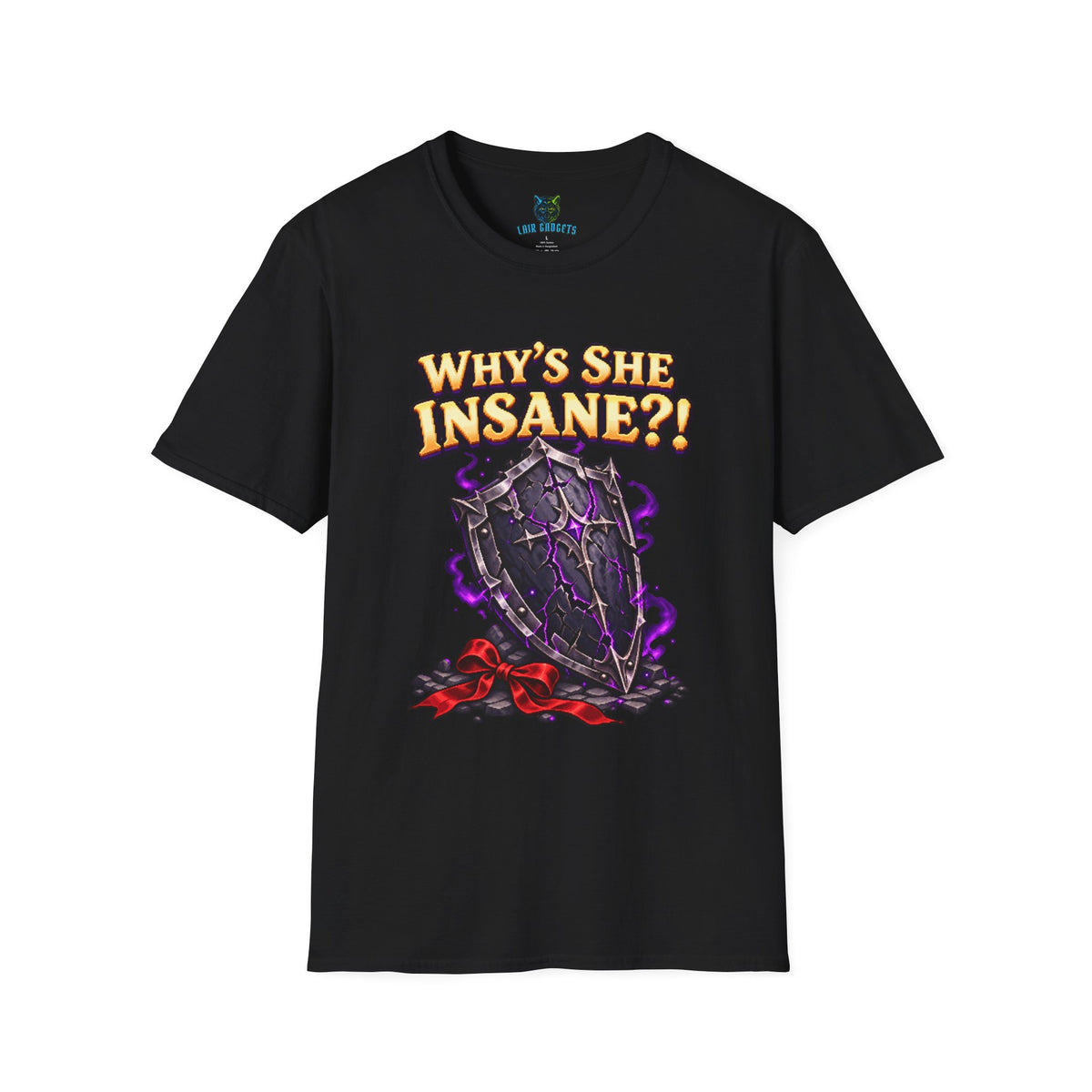 Why's She Insane Funny Retro Gaming T-Shirt – Black Unisex Tee