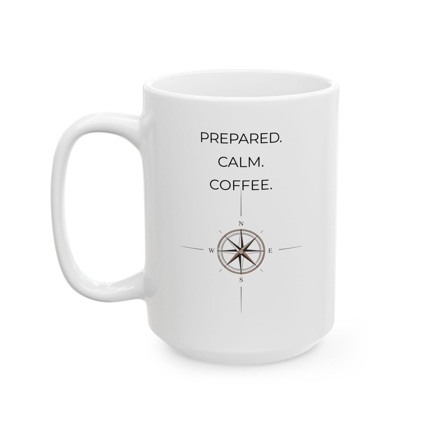 Prepared Calm 86 Coffee Compass Style, 15oz Ceramic Mug