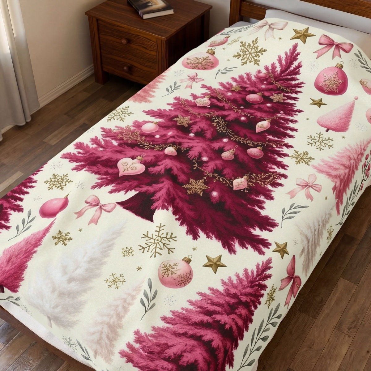 Pink Tree Velveteen Plush Blanket