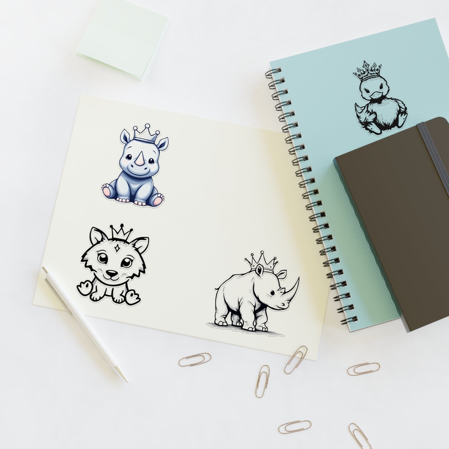 Cute Crowned Animal Sticker Sheets - Fun Decor for Kids & Animal Lovers