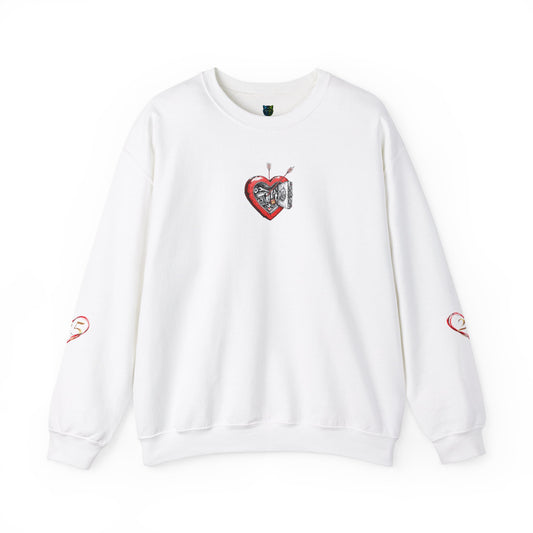 Heart-Embroidered Unisex Crewneck, Soft and Chic Sweatshirt for All Occasions