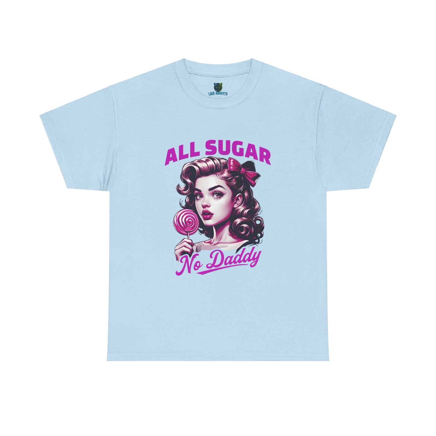 All Sugar No Daddy Heavy Cotton Tee - Fun Retro Graphic Tee for Sweet Tooth Lovers