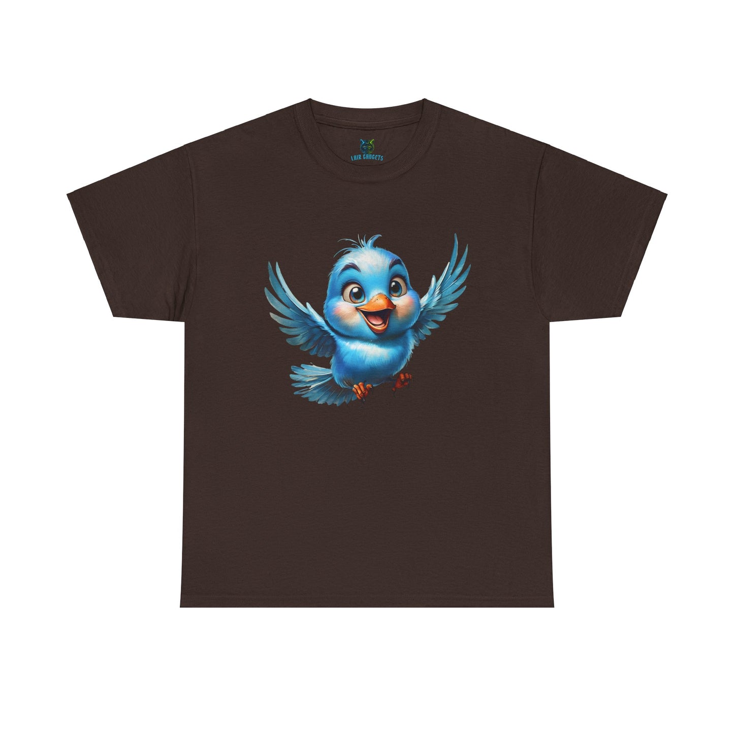 Playful Bluebird  Heavy Cotton Tee - Perfect for Nature Lovers & Everyday Wear