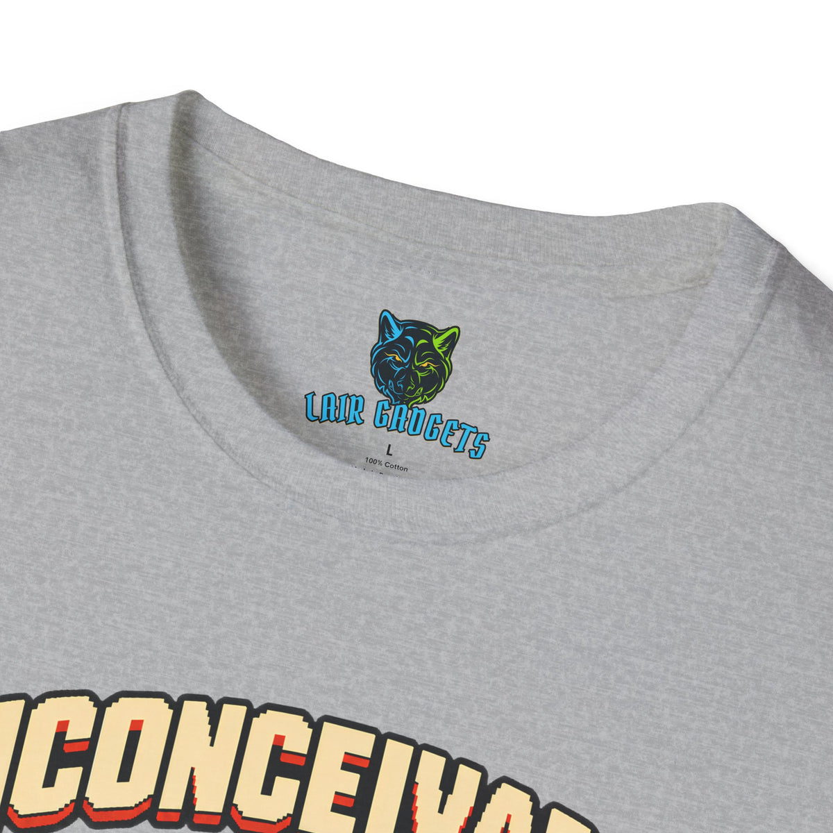 Inconceivable No Code Needed pixel art commando graphic tee, alternate view