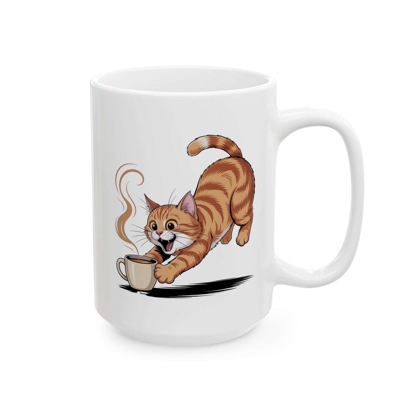 Funny Cat Coffee Mug Cute Orange Tabby Cat White Ceramic 15oz Coffee Lover Gift by Lair Gadgets